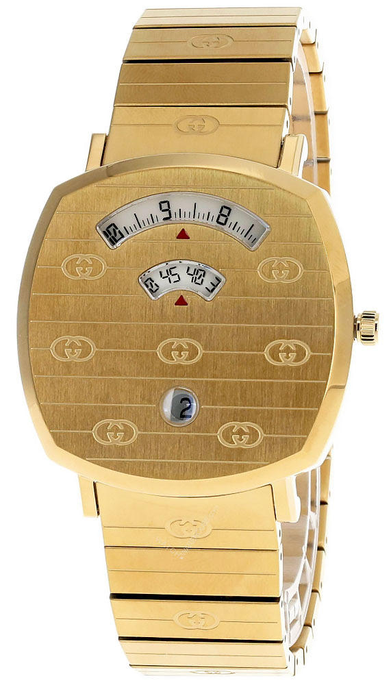 GUCCI Grip 38MM Quartz Stainless Steel Gold Dial Unisex Watch YA157409 Questions & Answers