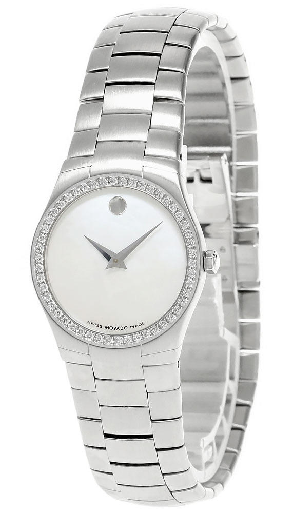 Band width- MOVADO MUSEUM SS WHITE MOP DIAL DIAMOND BEZEL WOMEN'S WATCH 0605729