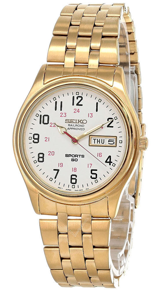 SEIKO Railroad Approved Sports 50 SS Gold White Dial Men's Watch SGG532 Questions & Answers