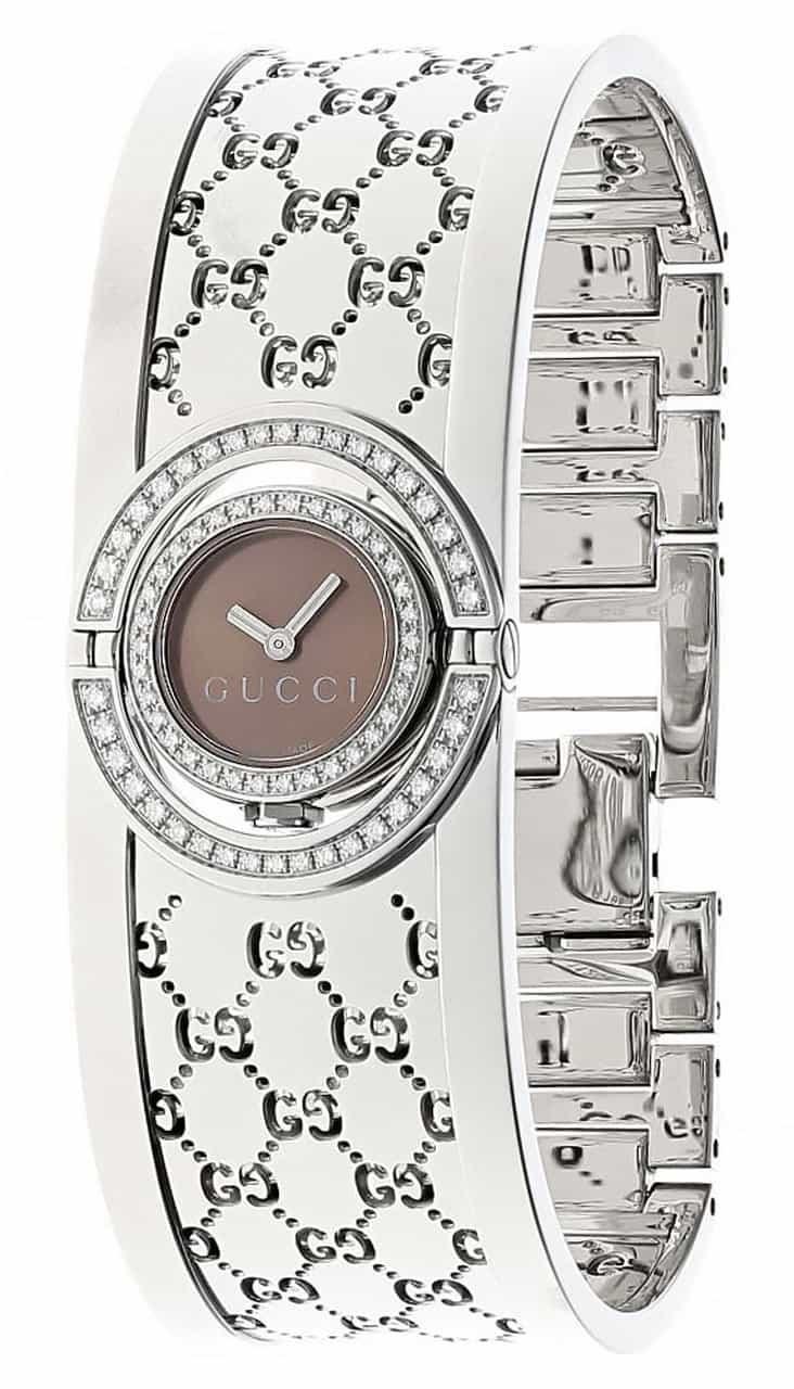 GUCCI 112 Twirl 23MM Diamond SS Bracelet Women's Watch YA112504 Questions & Answers