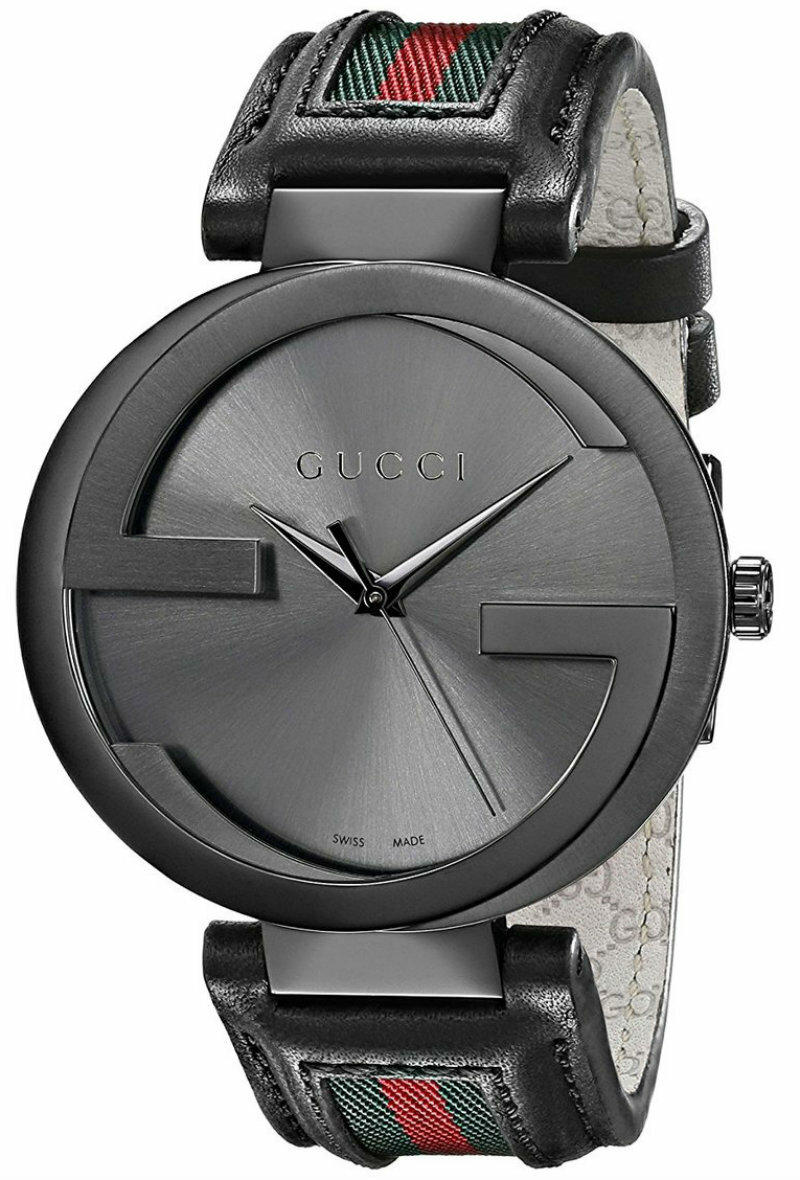 GUCCI Interlocking Quartz G-Black Dial LTHR Strap Men's Watch YA133206 Questions & Answers