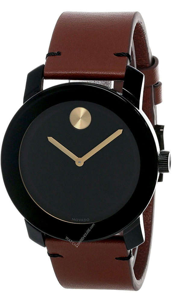 MOVADO Bold 42MM Black Museum Dial Brown Leather Men's Watch 3600305 Questions & Answers