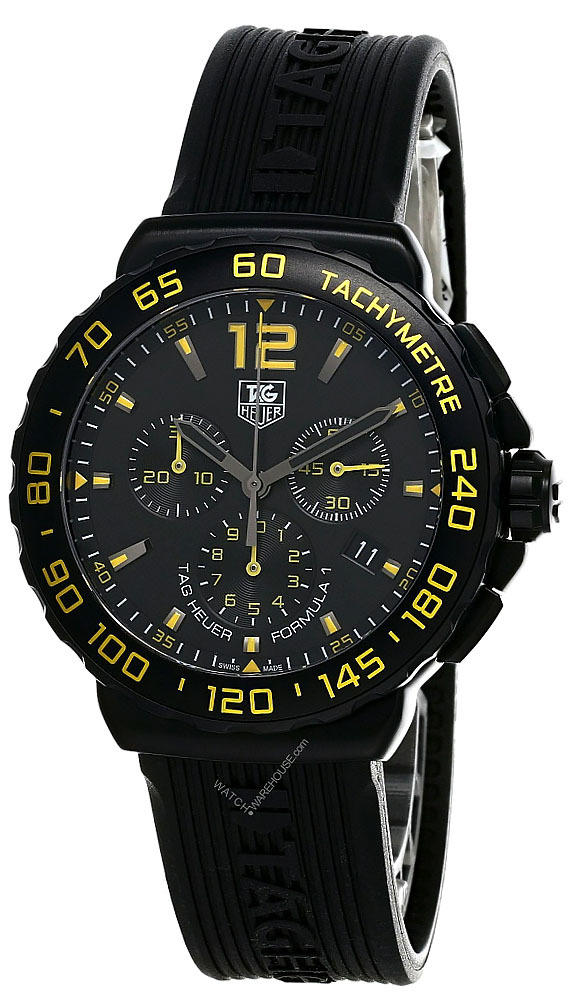 TAG HEUER Formula-1 CHRONO Black Dial Rubber Men's Watch CAU111E.FT6024 Questions & Answers