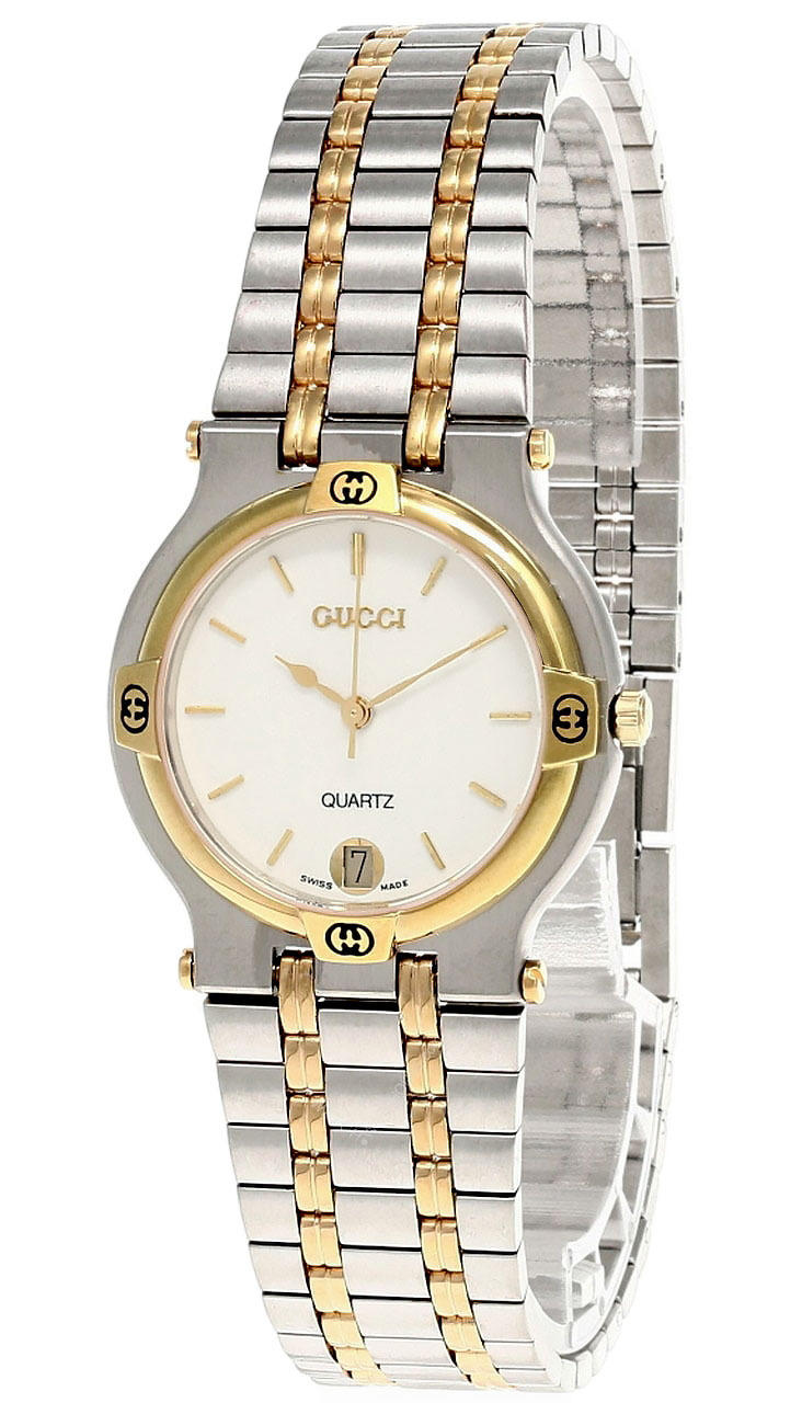 GUCCI Quartz S-Steel Cream Dial Two-Tone Unisex Watch 9000M-016.995 Questions & Answers