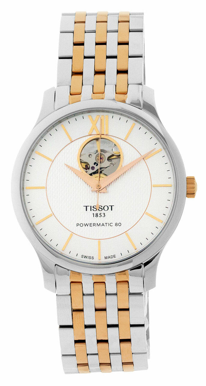 TISSOT Tradition 40MM SS Open Heart 2-Tone Men's Watch T0639072203801 Questions & Answers