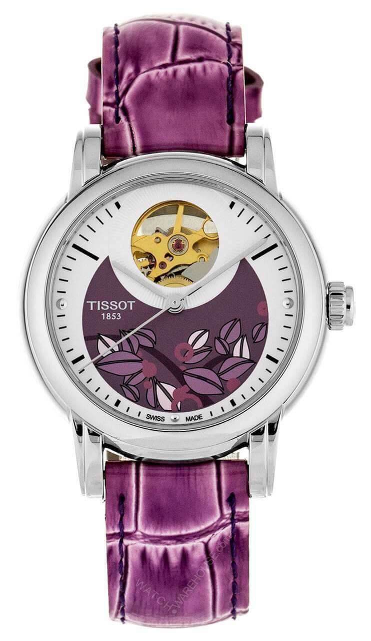 TISSOT Lady Heart Automatic Violet LTHR Women's Watch T0502071603100 Questions & Answers