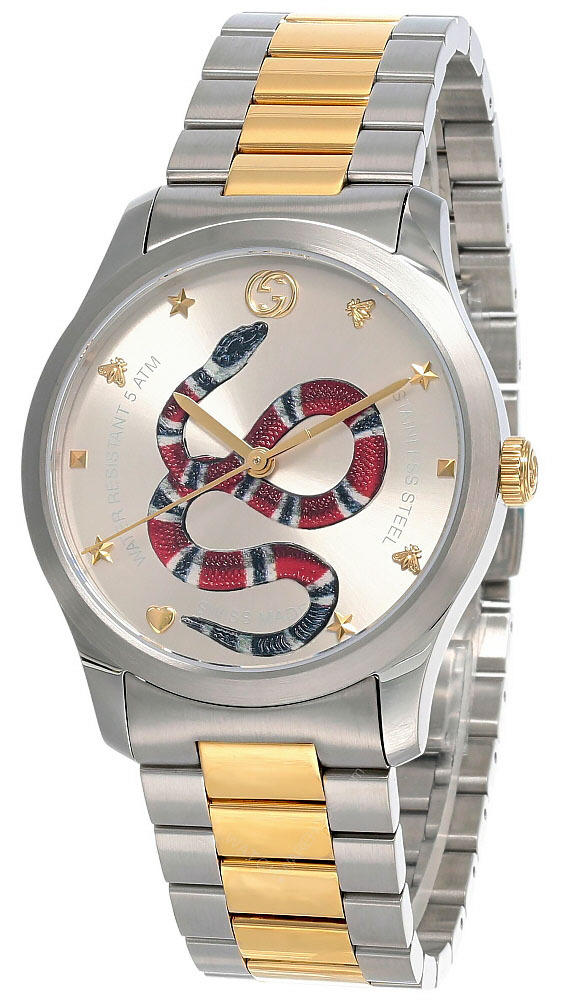 GUCCI G-Timeless 38MM S-Steel Gold PVD Two-Tone Unisex Watch YA1264075 Questions & Answers