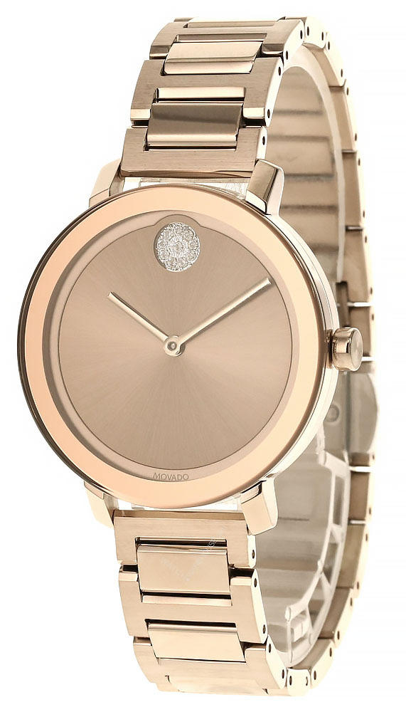 MOVADO BOLD 34MM QUARTZ SS ROSE GOLD DIAL WOMEN'S WATCH 3600650