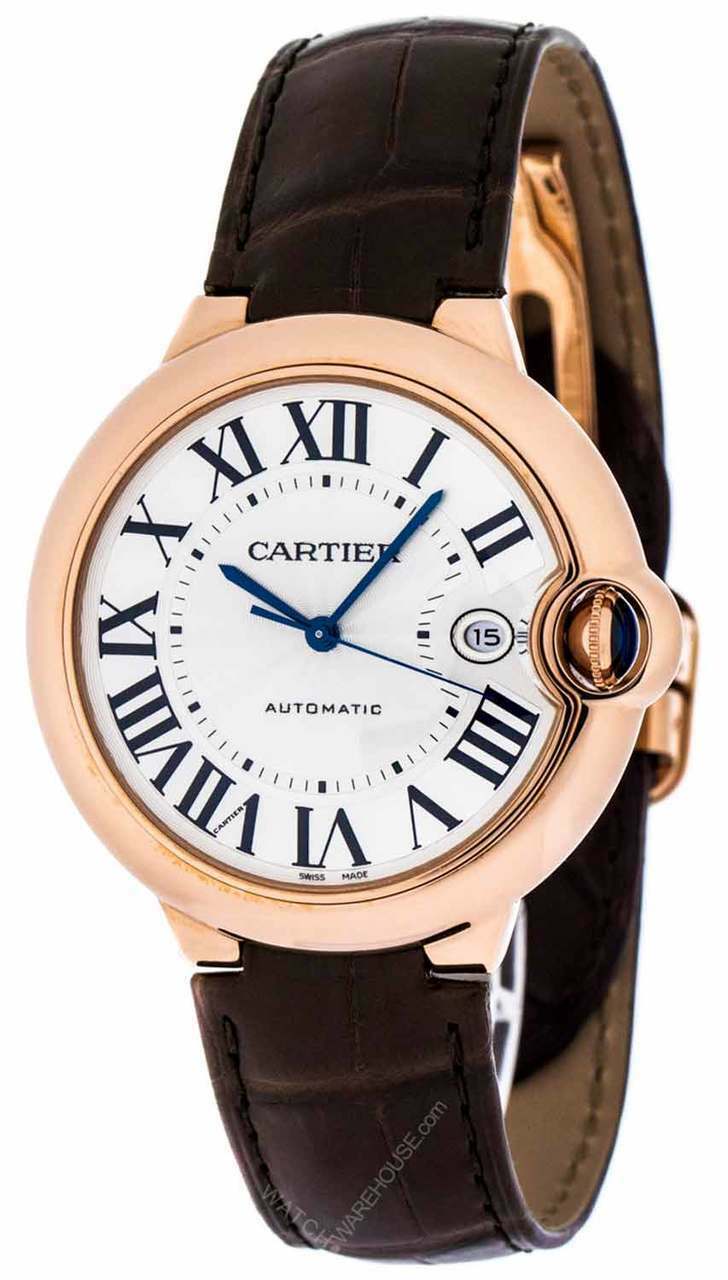 CARTIER Ballon Bleu LG 42MM 18K RoseGold BRN LTHR Men's Watch W6900651 Questions & Answers