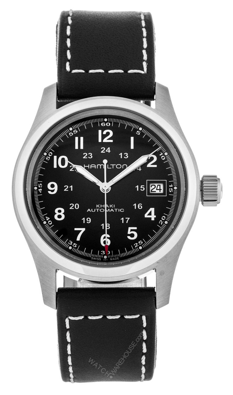 HAMILTON Khaki Field 38MM BLK Leather Automatic Men's Watch H70455733 Questions & Answers