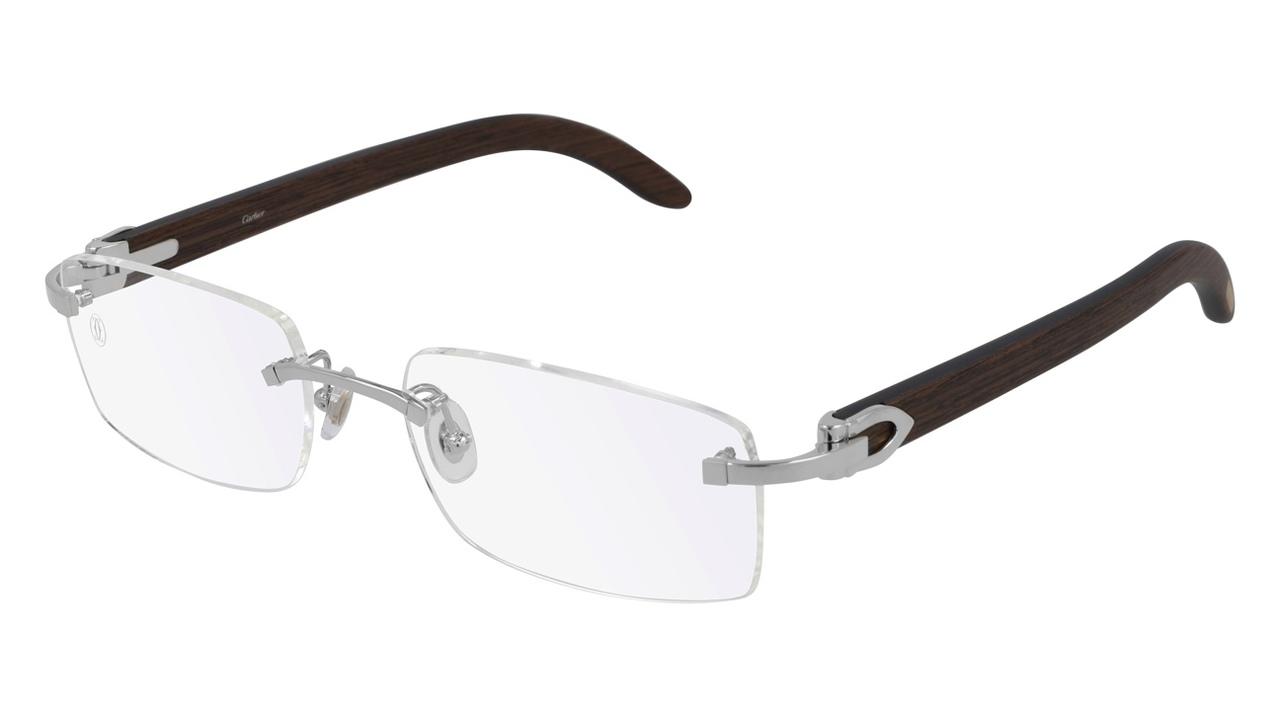 CARTIER Silver With Brown Wood Temples 53MM Unisex Eyewear CT0052O 004 Questions & Answers