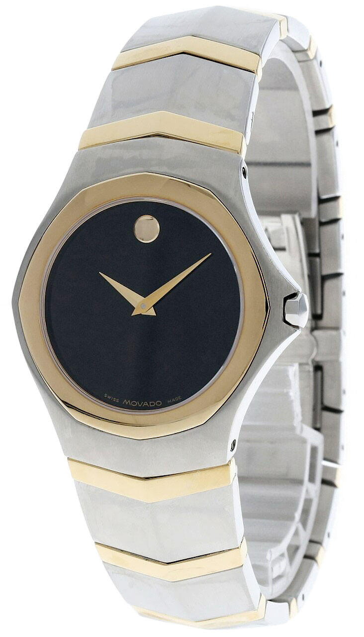 MOVADO Museum Stainless Steel Black Dial Two-Tone Men's Watch 0604677 Questions & Answers