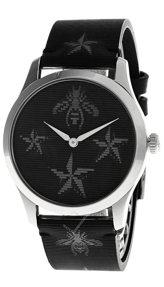 GUCCI G-Timeless 38MM Black Bee/Star Print LTHR Women's Watch YA1264105 Questions & Answers