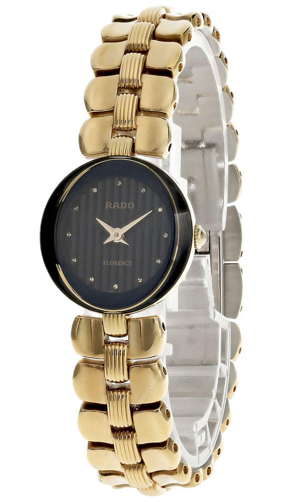 RADO Florence 23MM S-Steel Gold Black Dial Women's Watch 322.3762.2 Questions & Answers