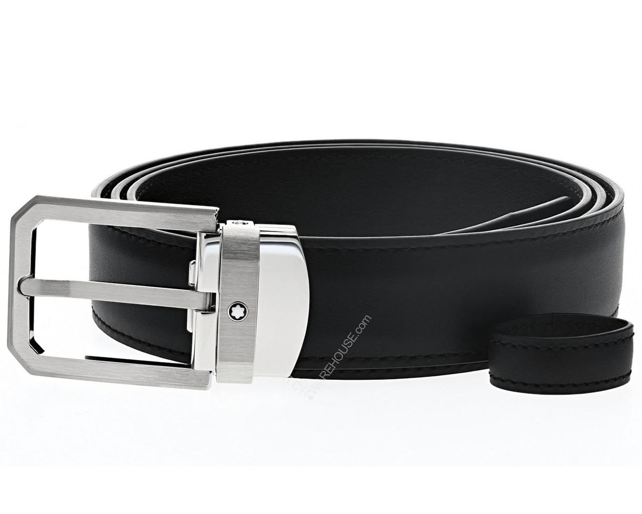 MONTBLANC Trapeze Brushed S-Steel Pin Buckle Black Leather Belt 124208 Questions & Answers