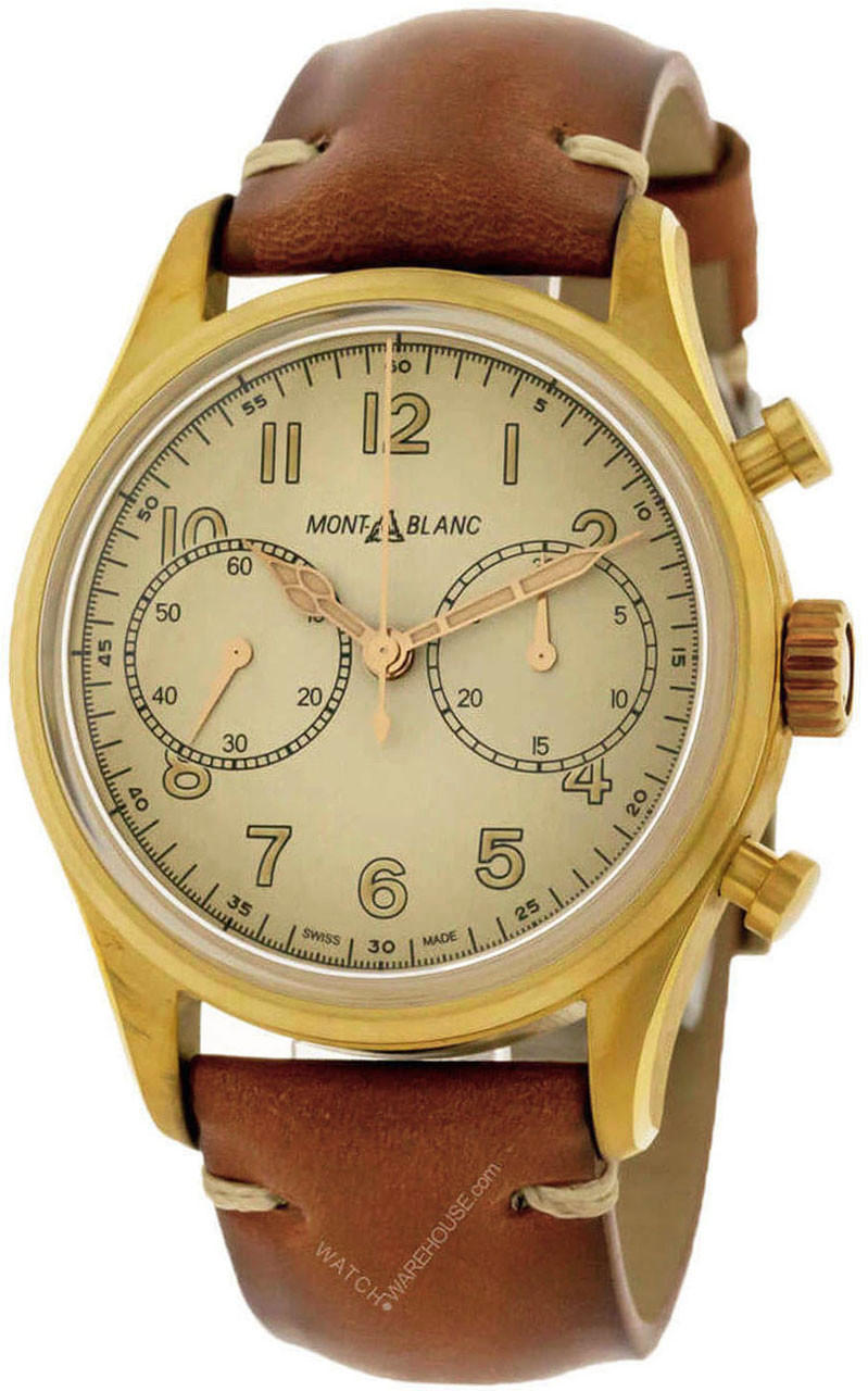 MONTBLANC 1858 42MM AUTO Chronograph Beige Dial Men's Watch 118223 Questions & Answers