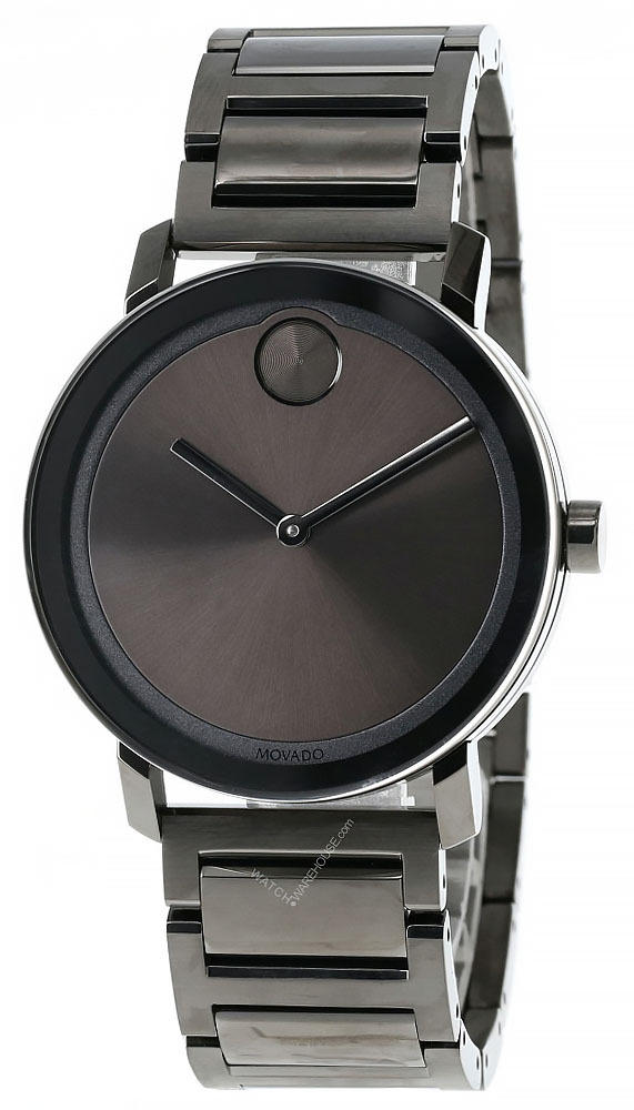 MOVADO BOLD 40MM QUARTZ SS GUNMETAL DIAL BRACELET MEN'S WATCH 3600509