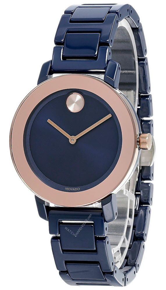 MOVADO Bold Evolution Navy Dial Ceramic Bracelet Women's Watch 3600708 Questions & Answers