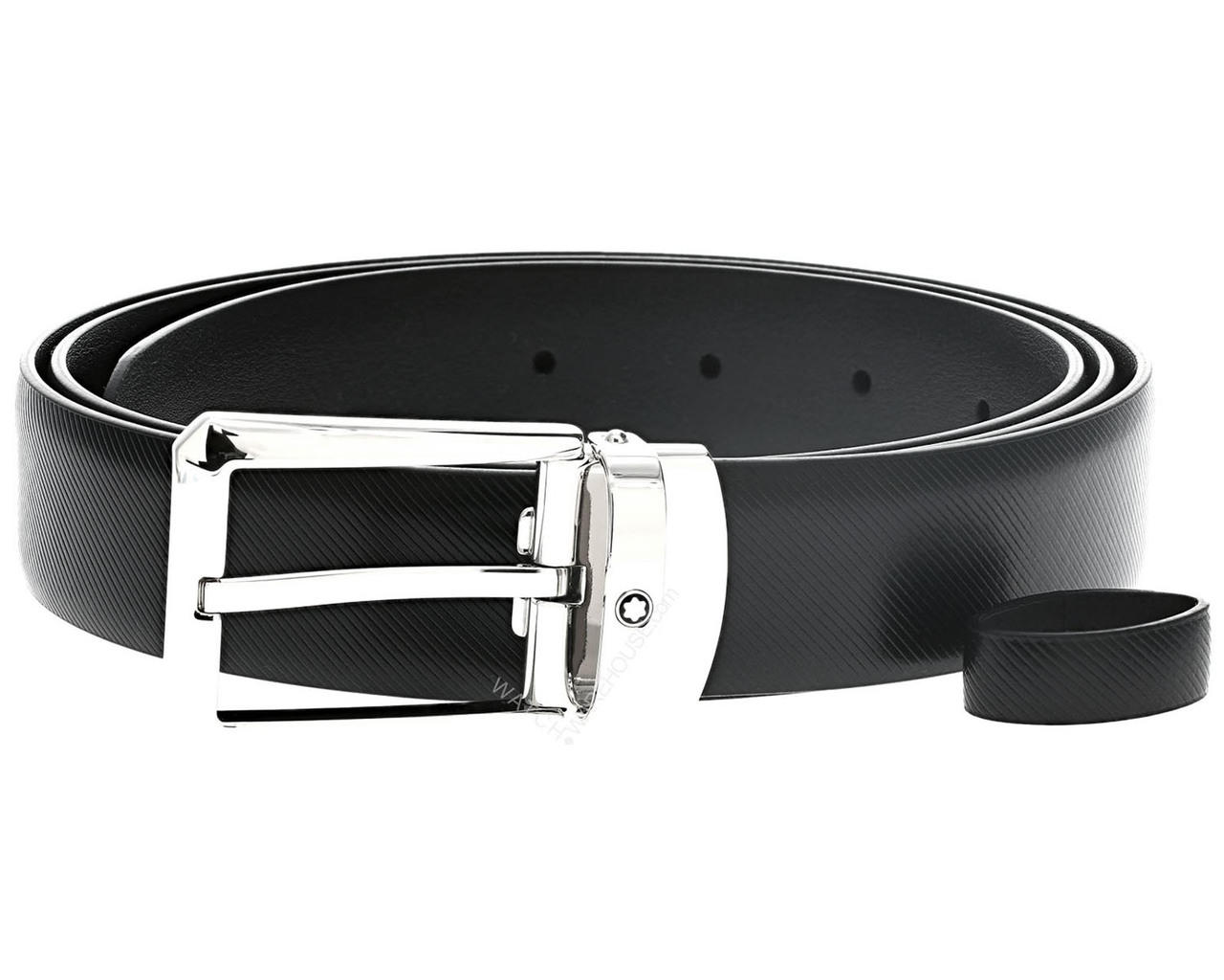 MONTBLANC Rectangular Black Trapeze Buckle Leather Belt 123896 Questions & Answers