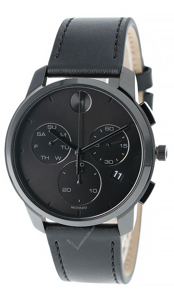 MOVADO Bold Thin 42MM CHRONO Black Dial Leather Men's Watch 3600632 Questions & Answers