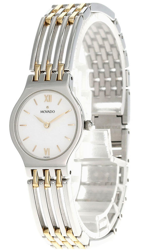 MOVADO Esperanza S-Steel White Dial Two-Tone Women's Watch 84258114 Questions & Answers