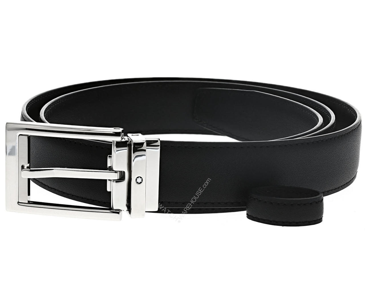 MONTBLANC Rectangular Shiny Brushed Palladium Coated Buckle Belt 123895 Questions & Answers