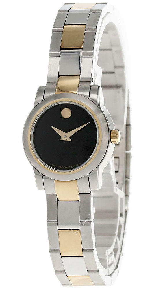 MOVADO Mueseum 24MM SS Black Dial Two-Tone Women's Watch 81-E4-1846 Questions & Answers