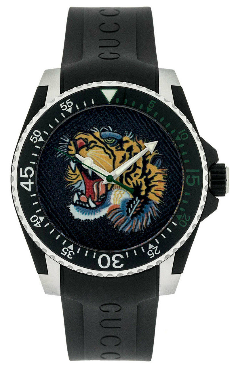 GUCCI Dive Tiger Embroidery Rotating Bezel Rubber Men's Watch YA136318 Questions & Answers