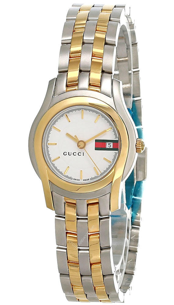 GUCCI Stainless Steel White Dial Two-Tone Date Women's Watch YA055515 Questions & Answers