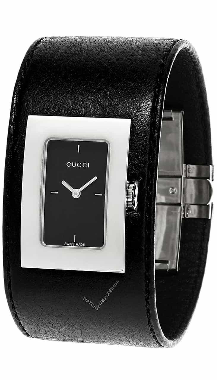 GUCCI Black Dial Black Leather Strap Women's Watch 7800L Questions & Answers