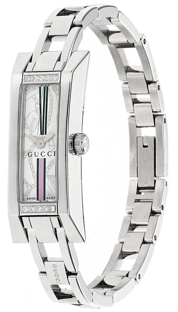 GUCCI Petite SS Print Dial Diamond Bezel Bracelet Women's Watch YA110506 Questions & Answers