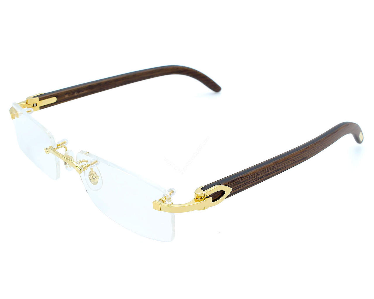 I wish to purchase authentic Cartier rimless gold bridge black temple glasses model cb3e67LL