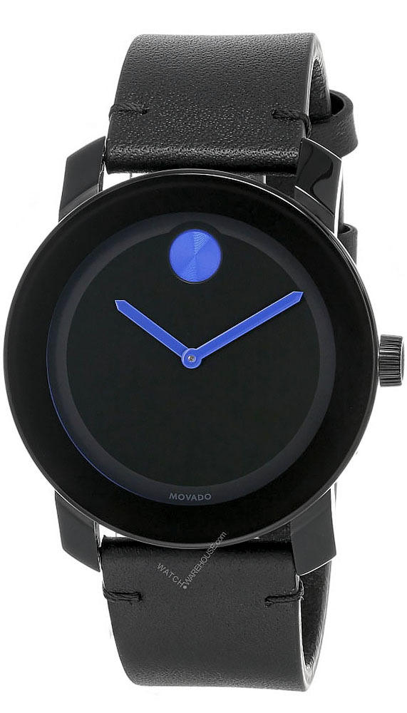 MOVADO Bold 42MM Quartz SS Black Dial BLK Leather Men's Watch 3600307 Questions & Answers