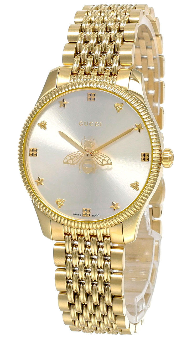 GUCCI G-Timeless 36MM Gold PVD Silver Dial Slim Unisex Watch YA1264155 Questions & Answers