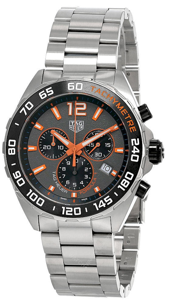 TAG HEUER Formula 1 43MM CHRONO SS Gray Dial Men's Watch CAZ101AH.BA0842 Questions & Answers