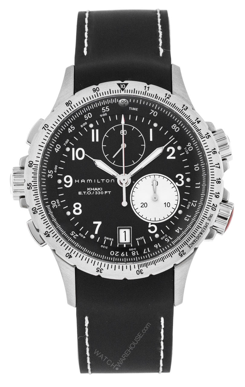 HAMILTON Khaki ETO Aviation Chronograph Rubber Men's Watch H77612333 Questions & Answers