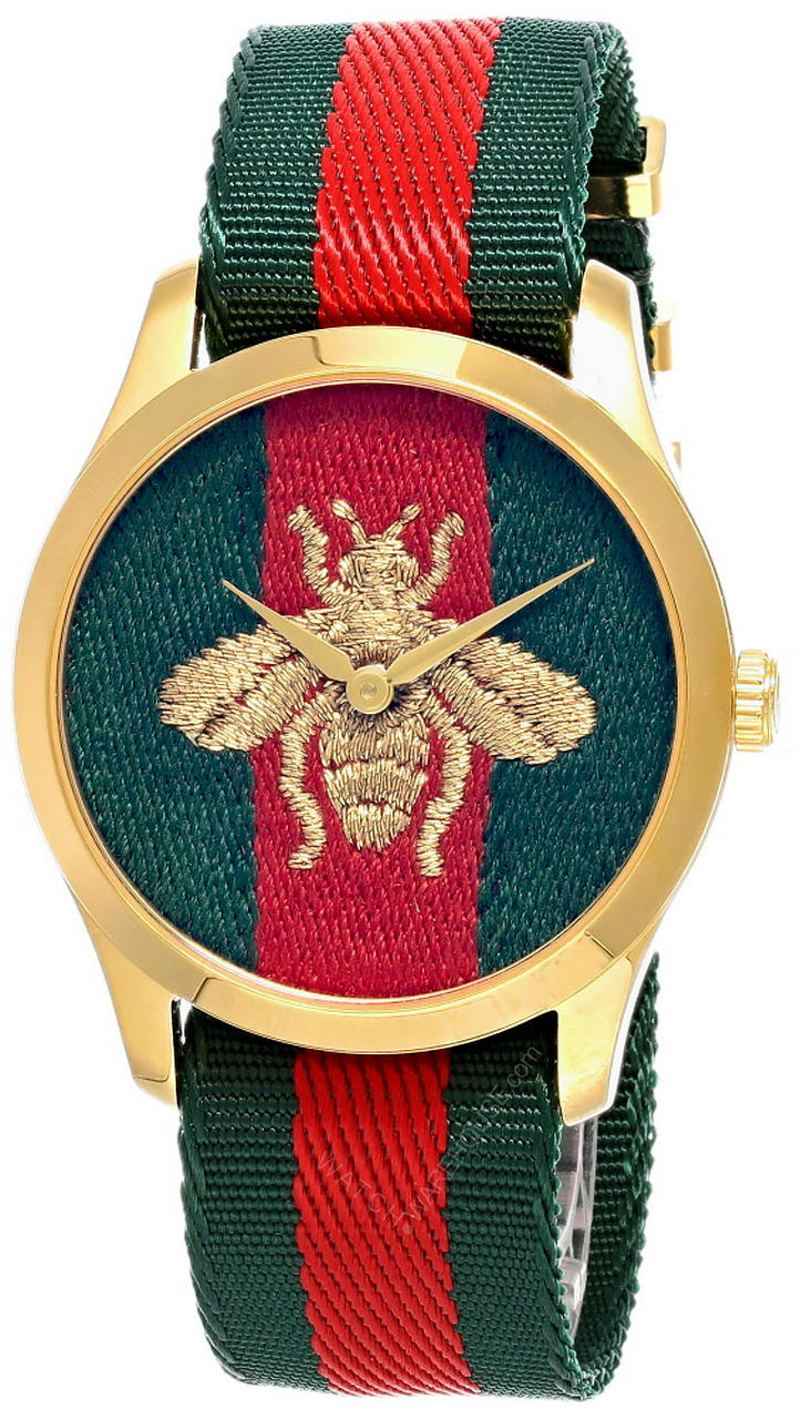 GUCCI G-Timeless 38MM QTZ Green/Red Nylon Strap Unisex Watch YA126487B Questions & Answers