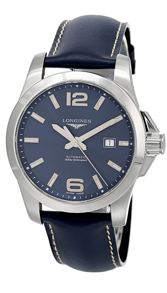 LONGINES Conquest 43MM AUTO BLU LTHR Strap Men's Watch L37784960 Questions & Answers