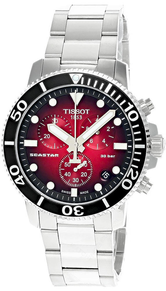 TISSOT Seastar 1000 CHRONO 45.5MM SS Red Dial Men's Watch T1204171142100 Questions & Answers